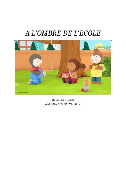 Couverture du livre À l’ombre de l’école